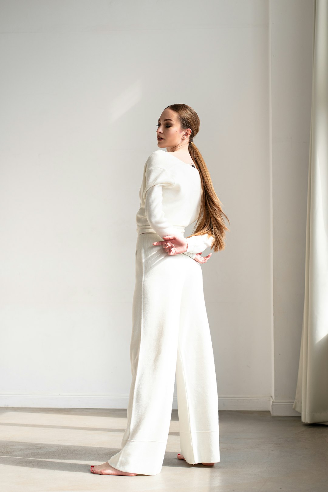 Monochromatic cream knit and trousers - casual luxe edit
